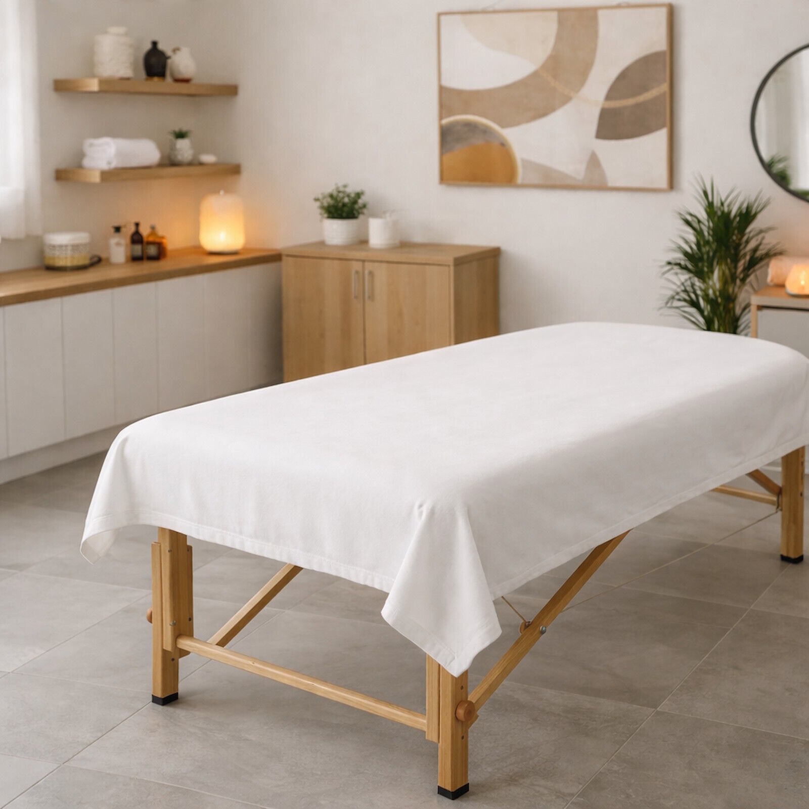 Massagelaken Weiß Biber Baumwolle-80x200 cm