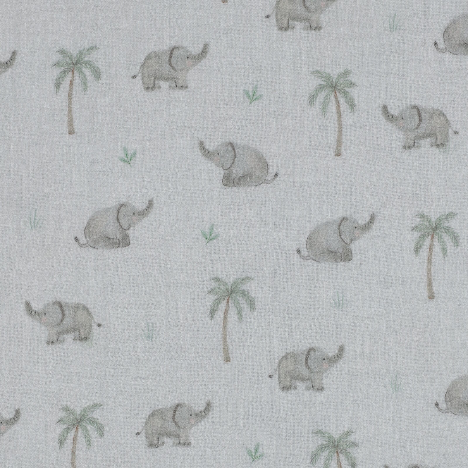 Musselin Stoff Safari Elefanten Meterware 130 cm