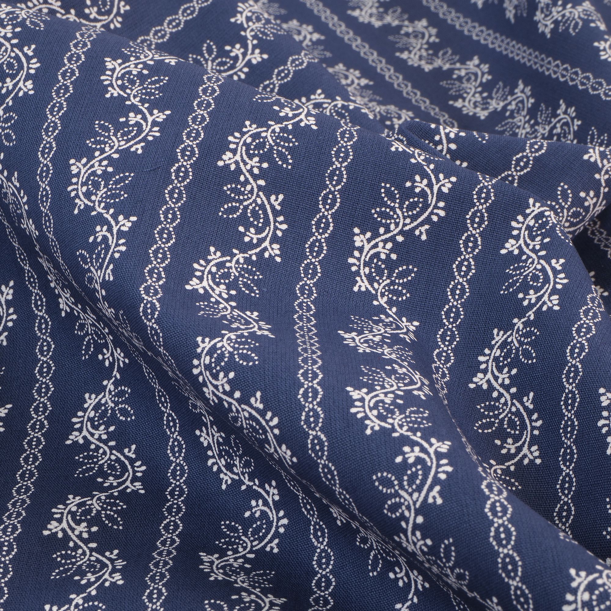 Dirndlstoff Blumen Streifen Navy Blau Flori Tracht