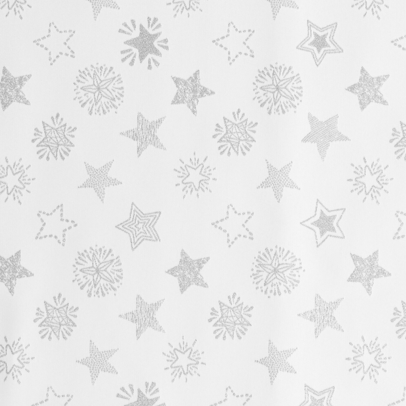 Stoff Meterware Sterne Silber auf Weiß