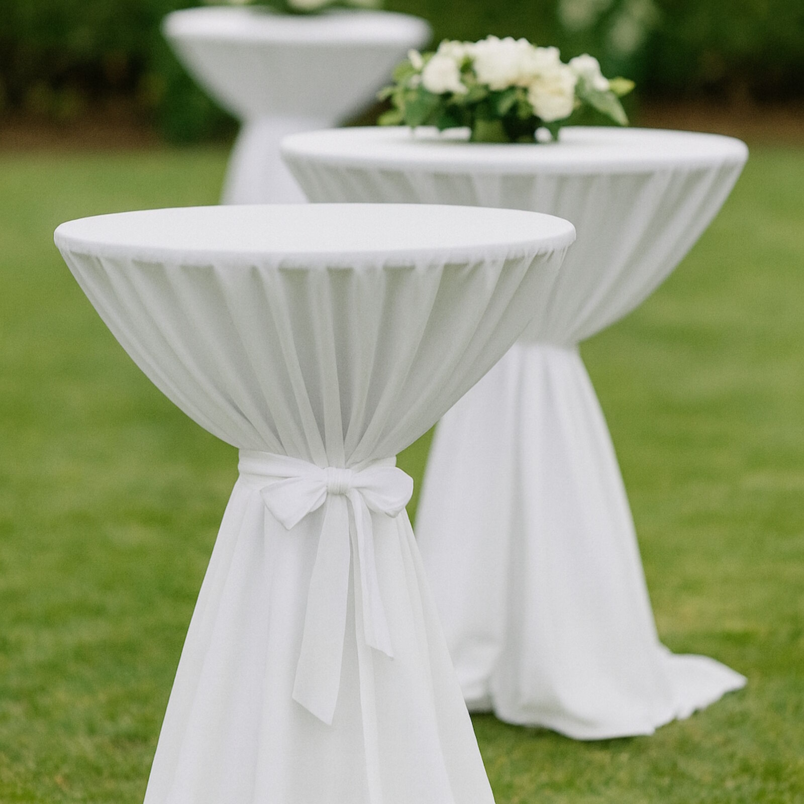 Stehtischhusse Weiß Baumwolle Linon