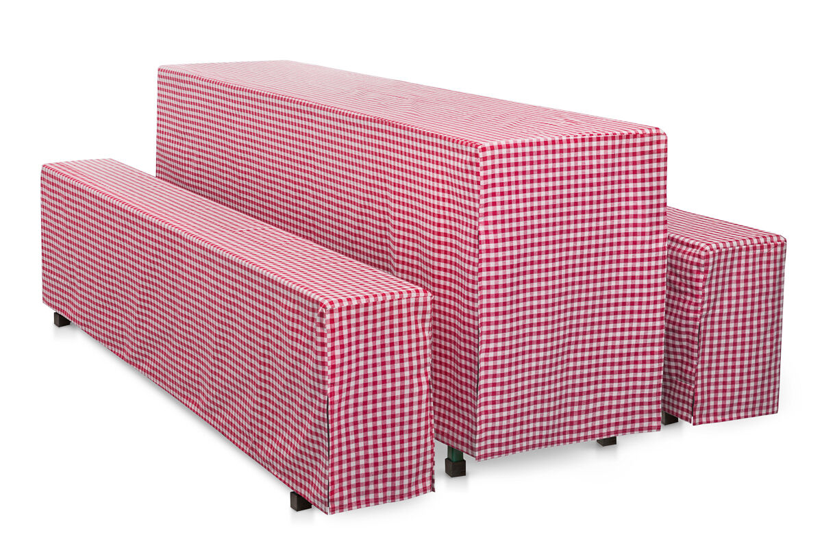Hussen-Set Karo bodenlang-Rot/200x50+2x 200x25 cm