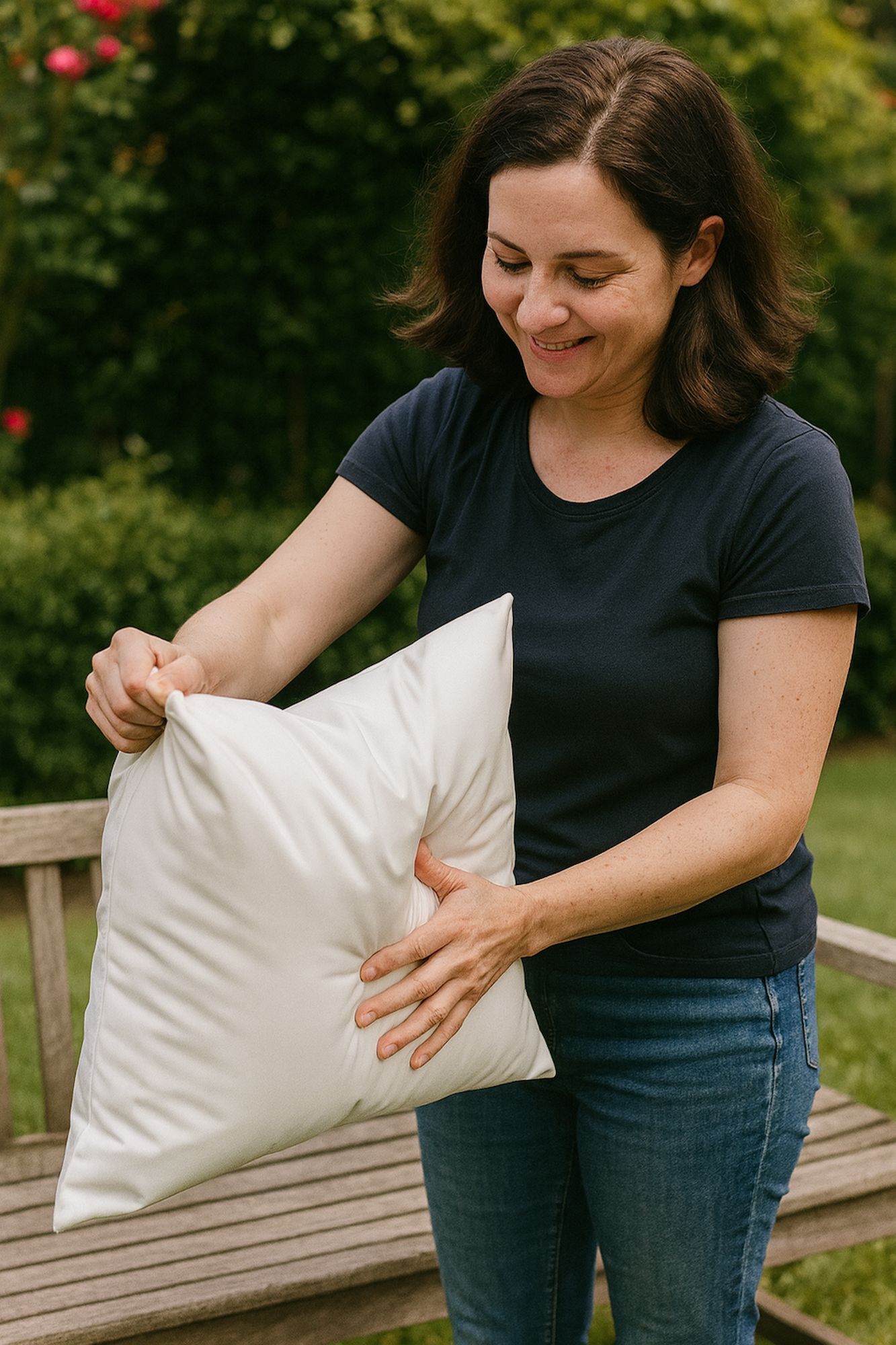 Kissenbezug Uni Weiß Baumwolle Linon RV-35x50 cm