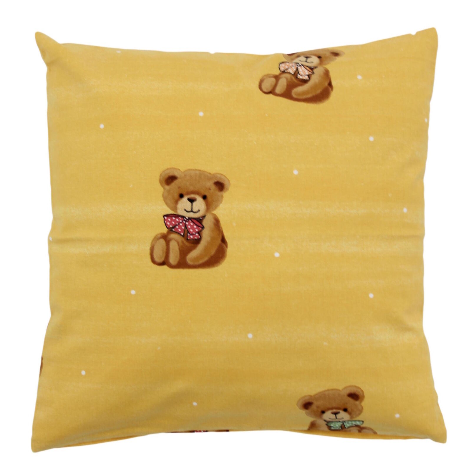 Kinder Kissenbezug 40x40 Teddy Gelb Baumwolle