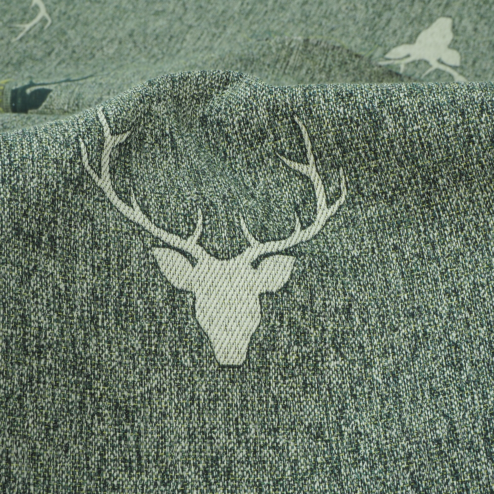 Stoff Meterware Hirsch Egon Grün Wene-Jaquard Polyester