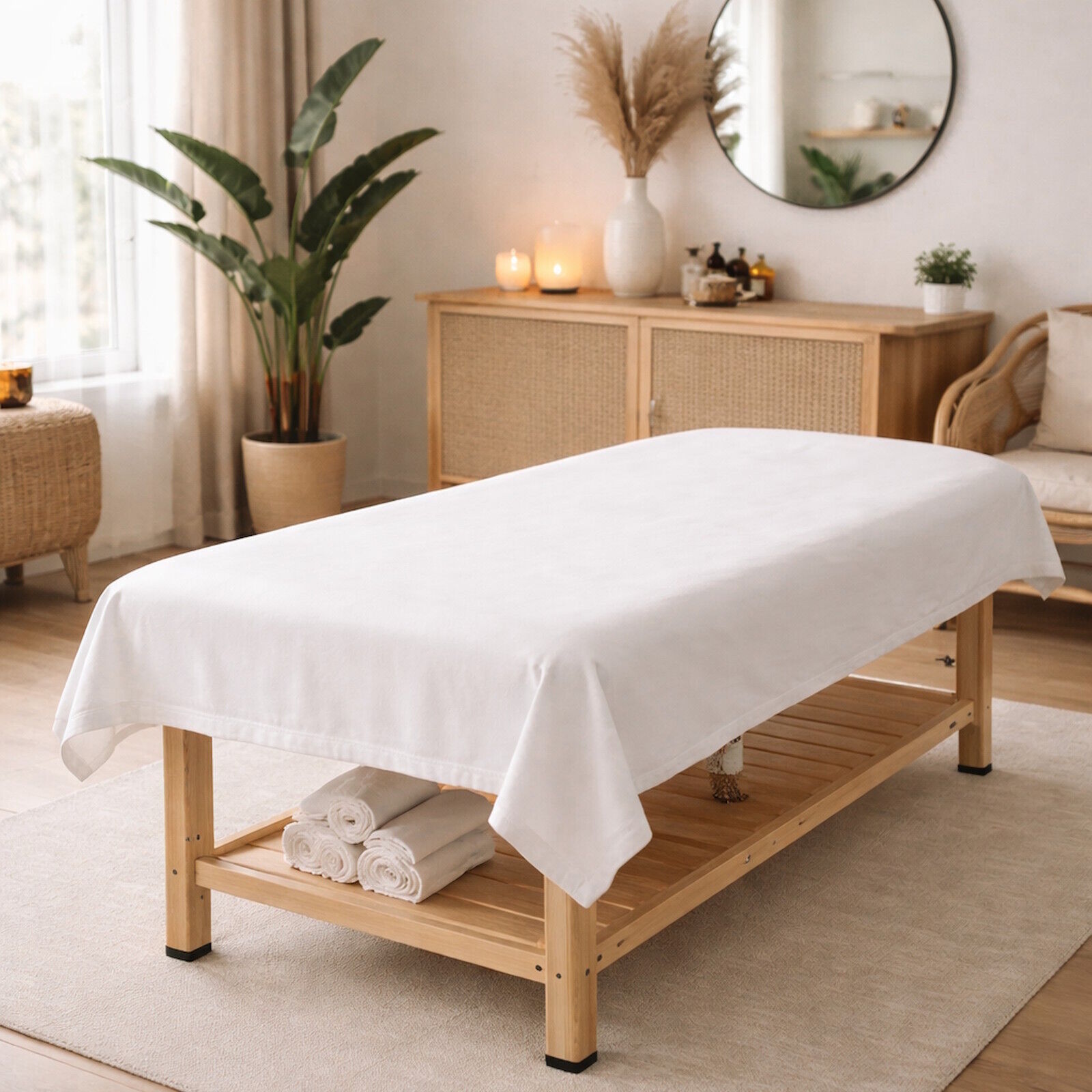 Massagelaken Weiß Biber Baumwolle-80x200 cm