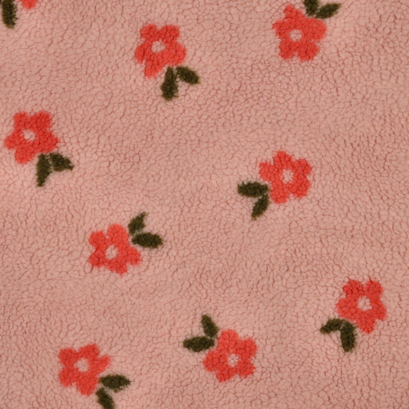 Teddy Fleece Stoff Blumen Rosa weich Meterware 160 cm