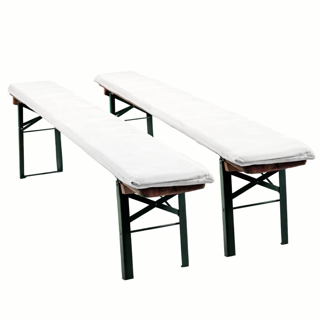 Bierbankauflage Weiß Baumwolle Linon 2er Set-200x25x2 cm