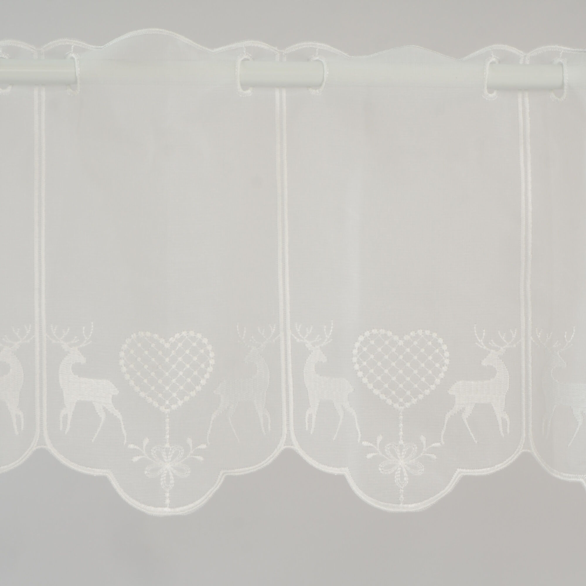 Scheibengardine Landhausstil Hirschen Creme 30 cm Meterware