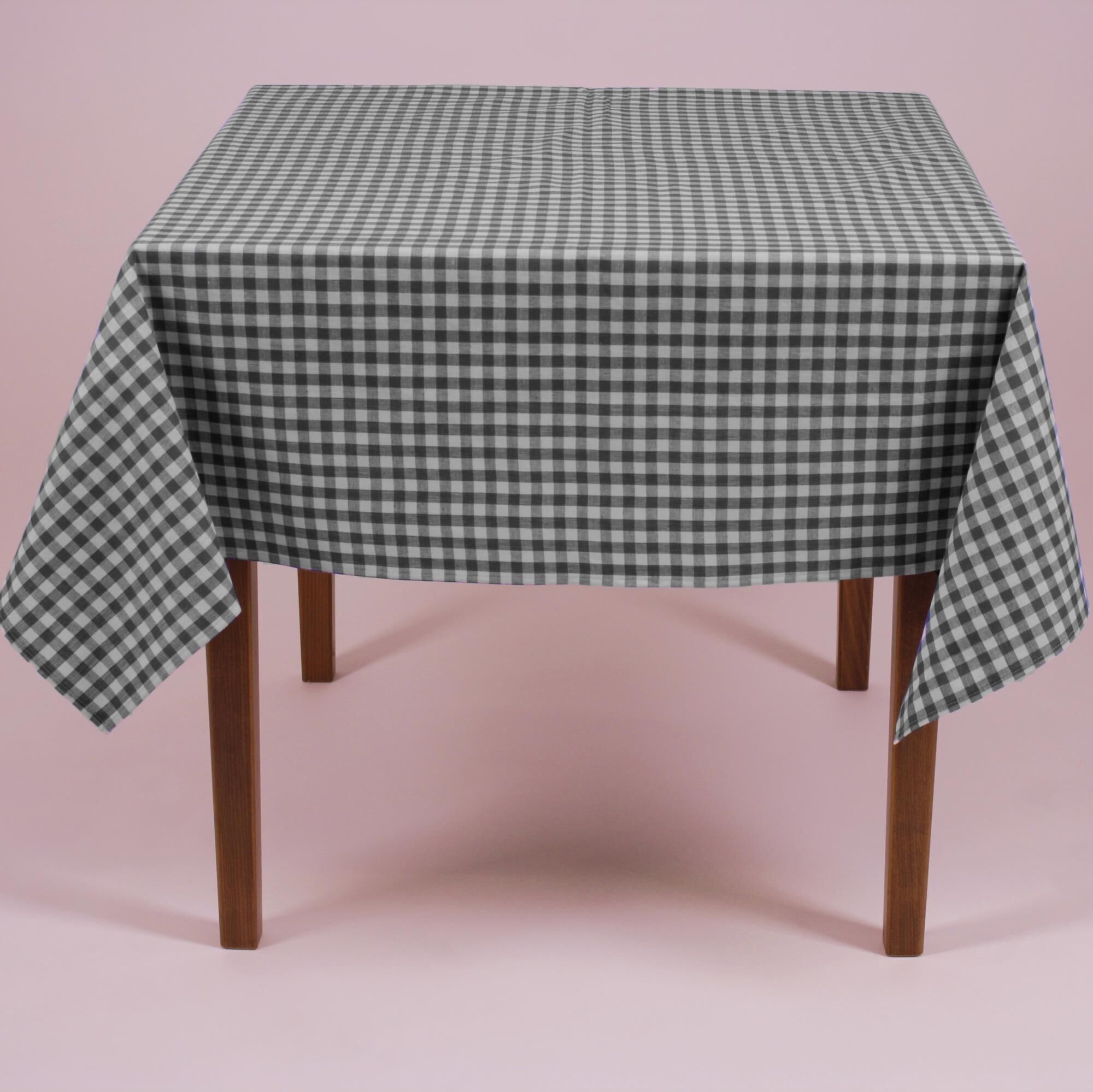 Tischdecke Karo Abwaschbar - 100x100 cm - Grau