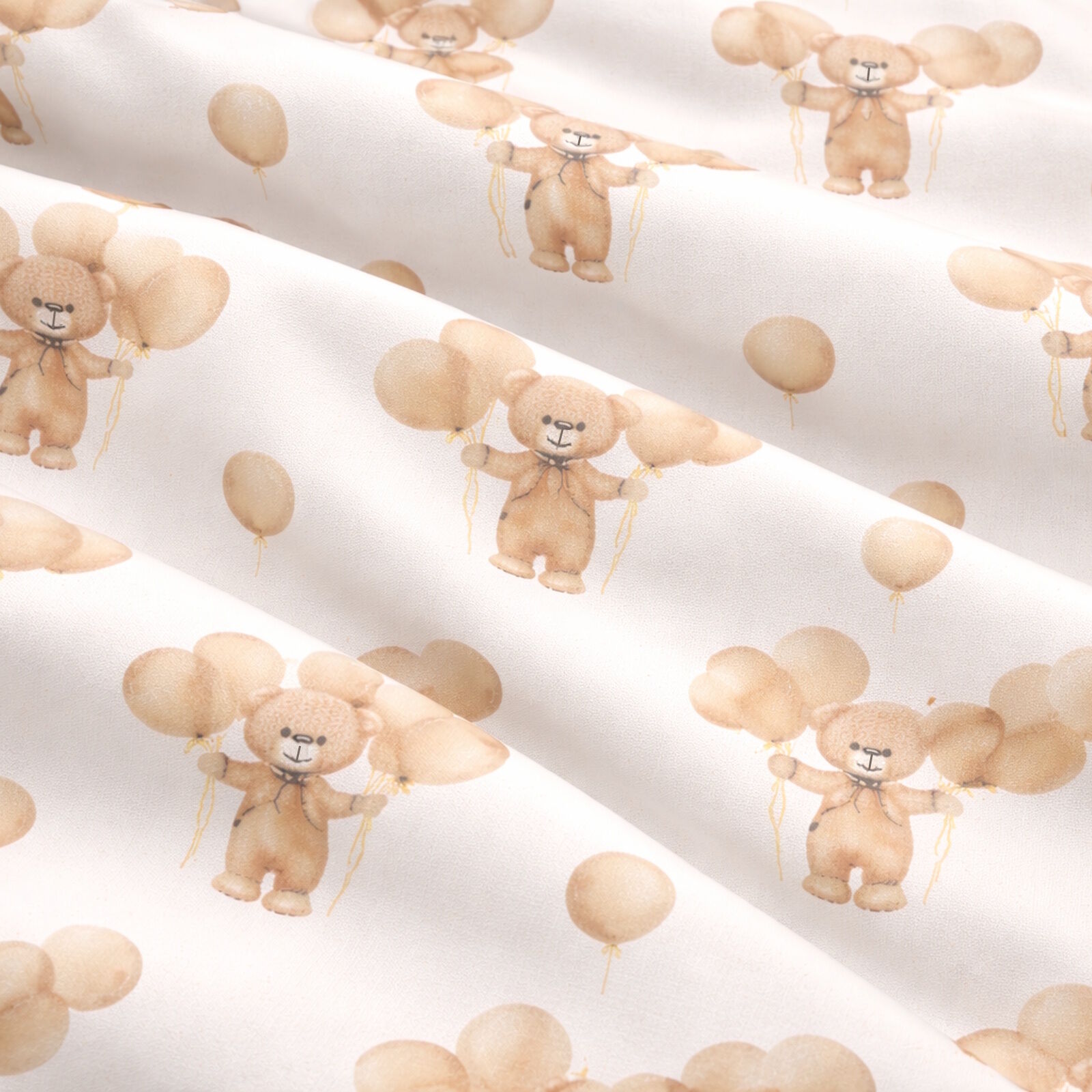 Stoff Kinder Bären mit Luftballons Meterware Baumwolle