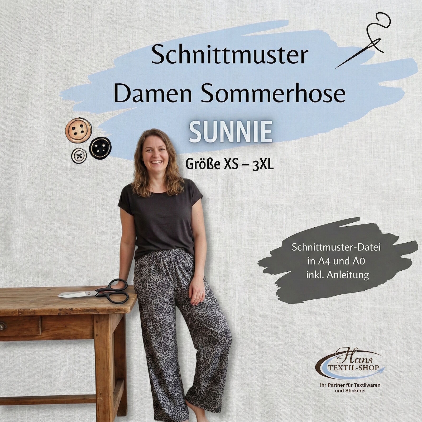 eBook Schnittmuster Damen Sommerhose SUNNIE XS-3XL