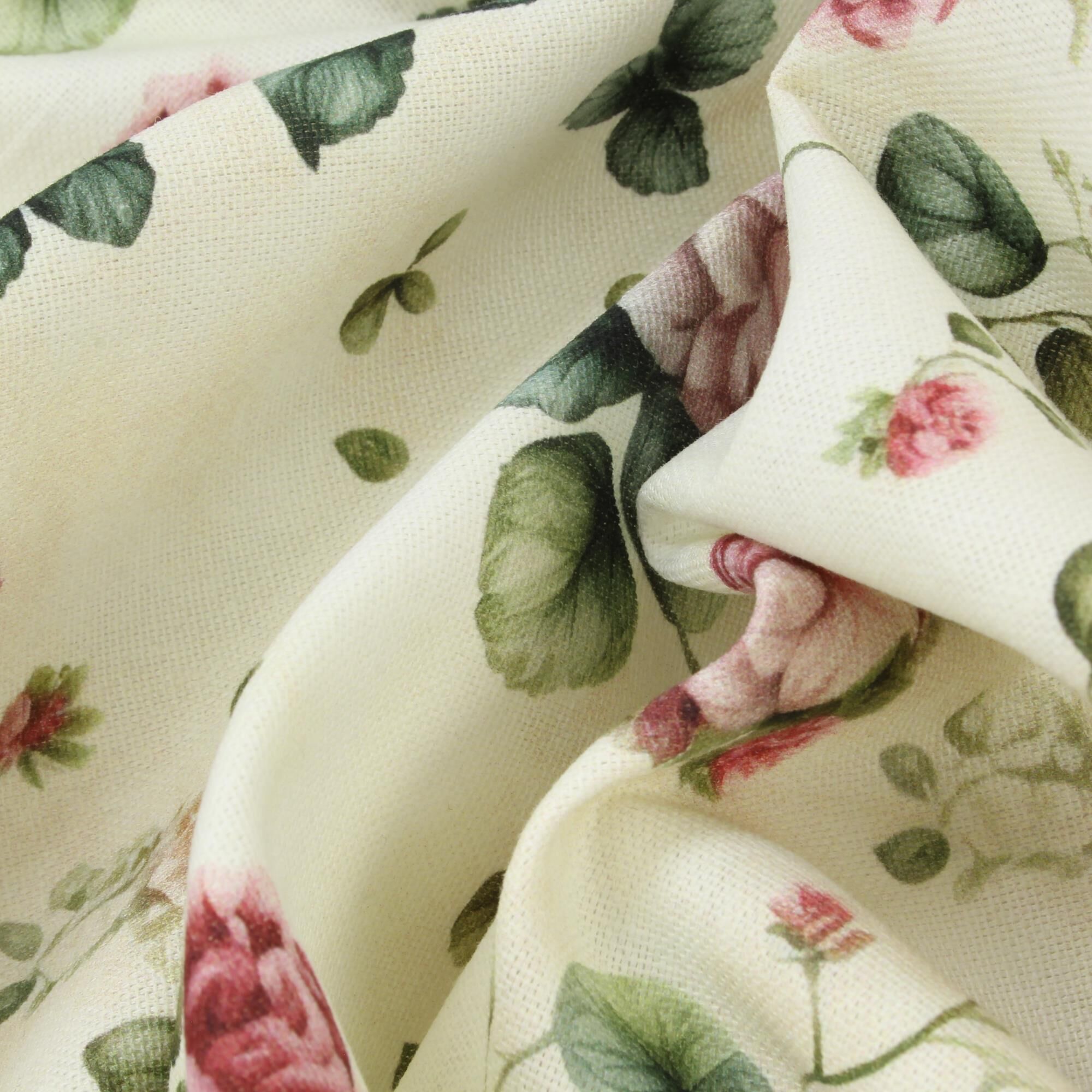 Canvas Stoff Blumen Romantisch Creme