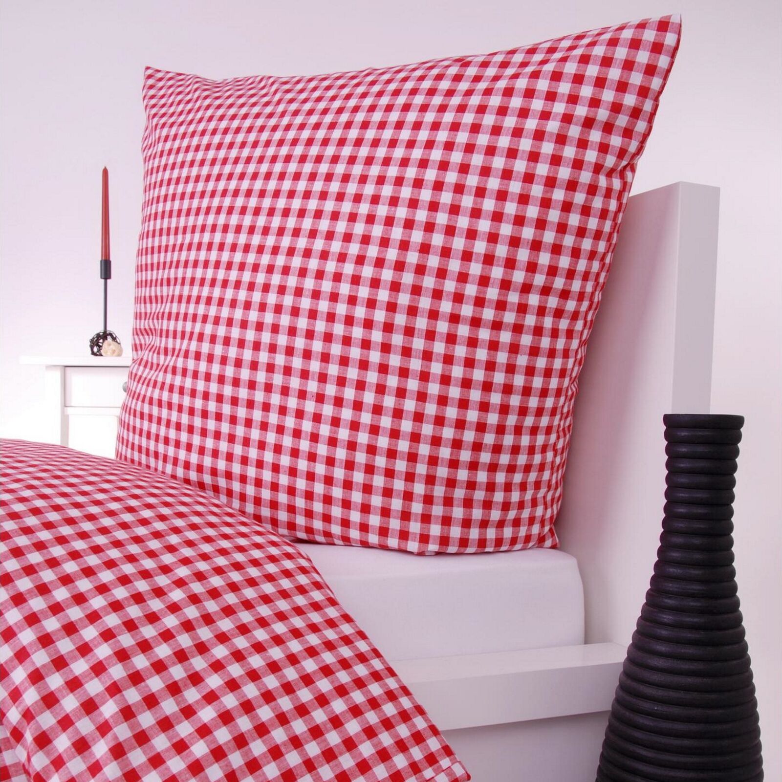 Bettwäsche Karo 1x1 cm Rot-140x200 cm + 70x90 cm