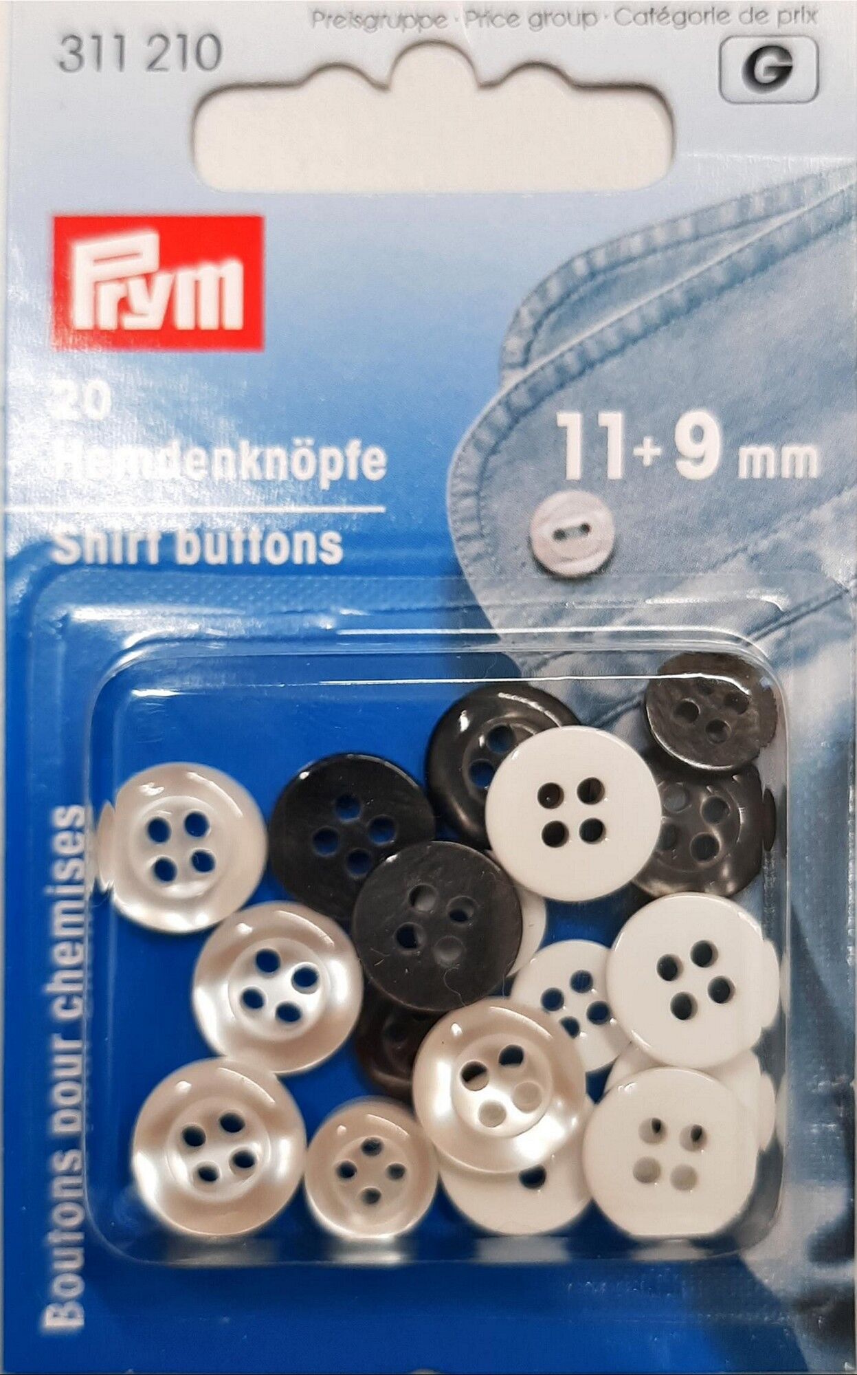 Hemdenknöpfe KST 11 + 9 mm perlmuttimit./anthrazit