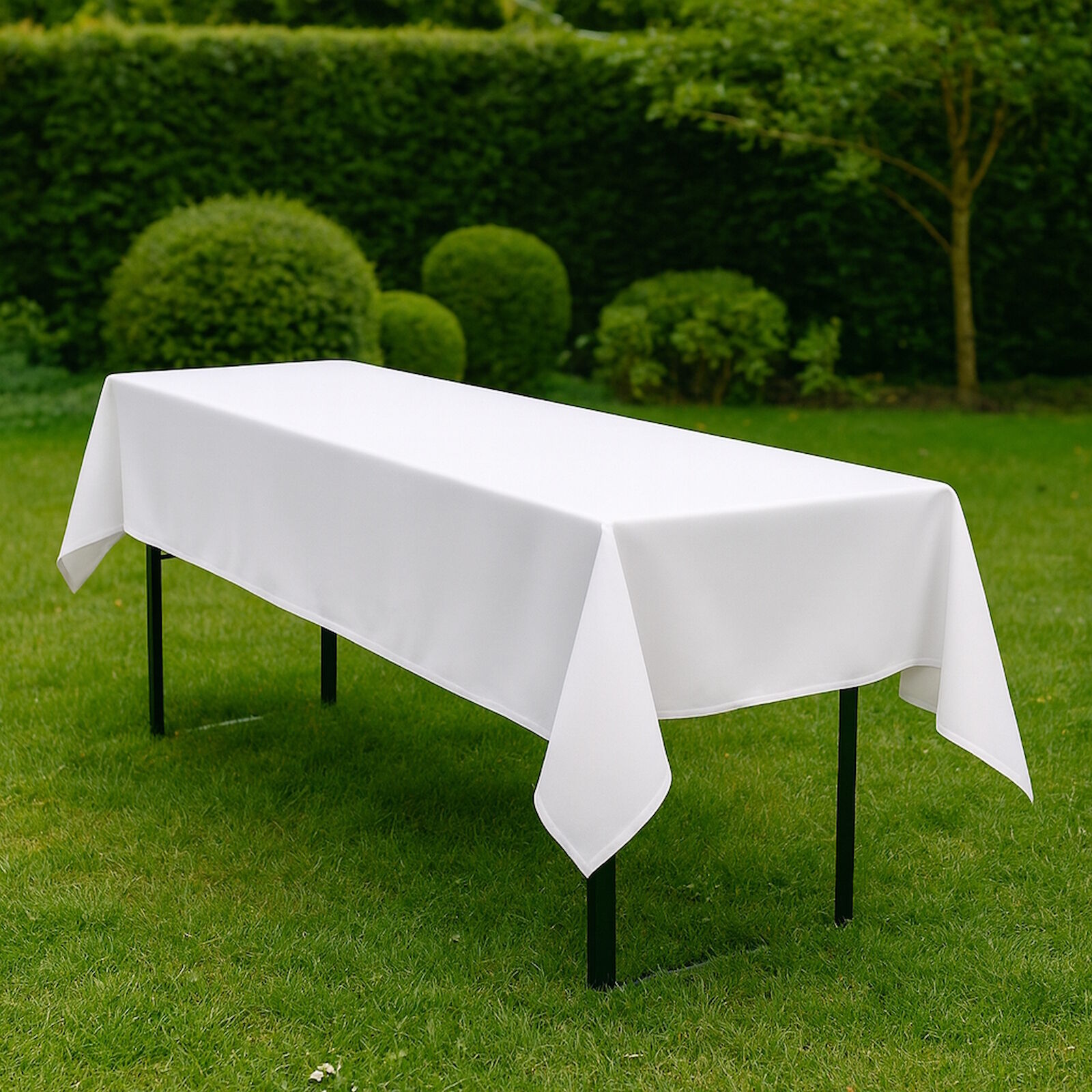 Biertisch Tischdecke Uni Baumwolle - Weiß/80x250 cm