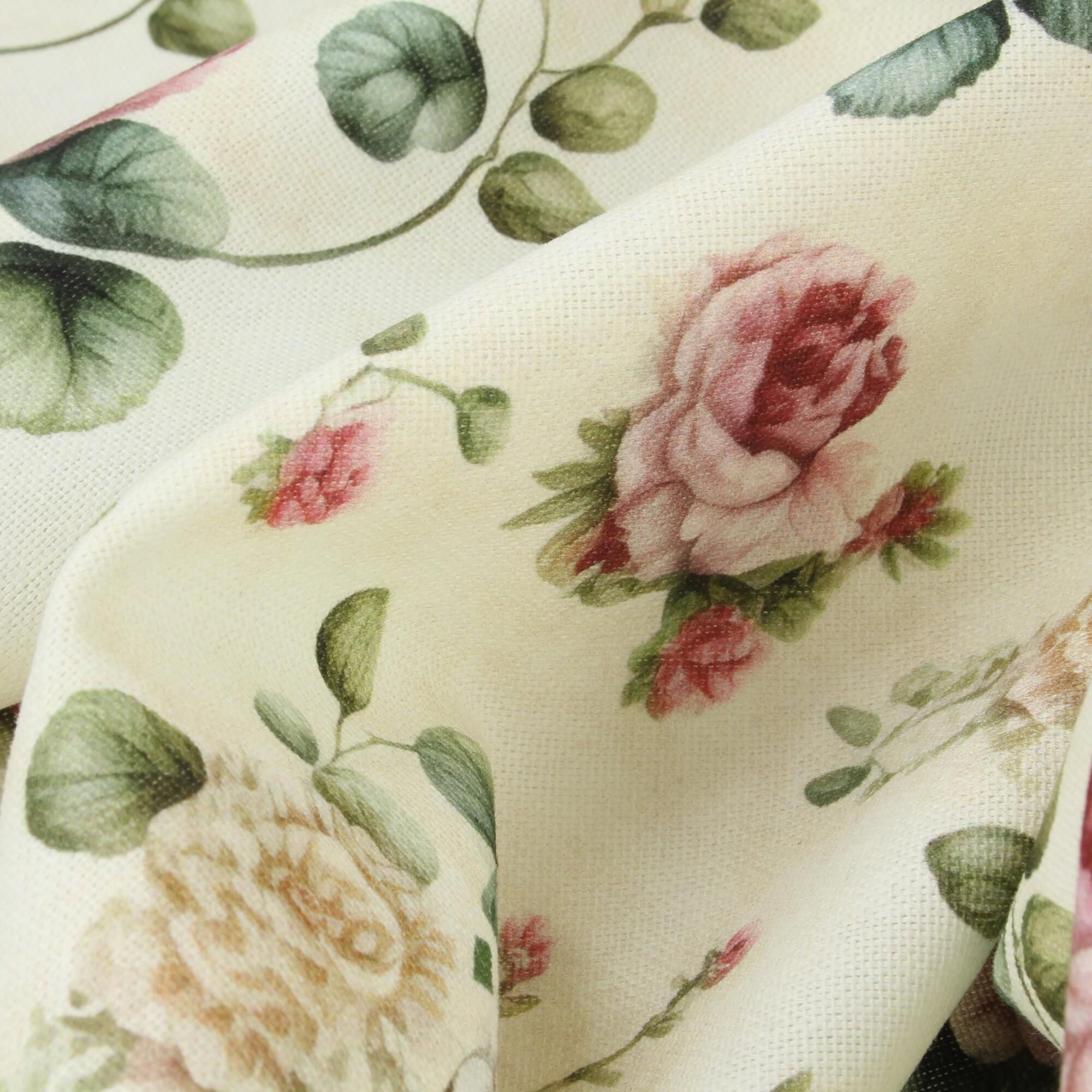 Canvas Stoff Blumen Romantisch Creme