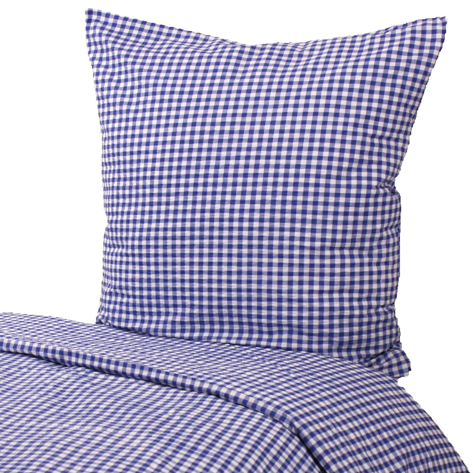 Seersucker Hotelbettwäsche Karo 1x1 cm Blau-135x200