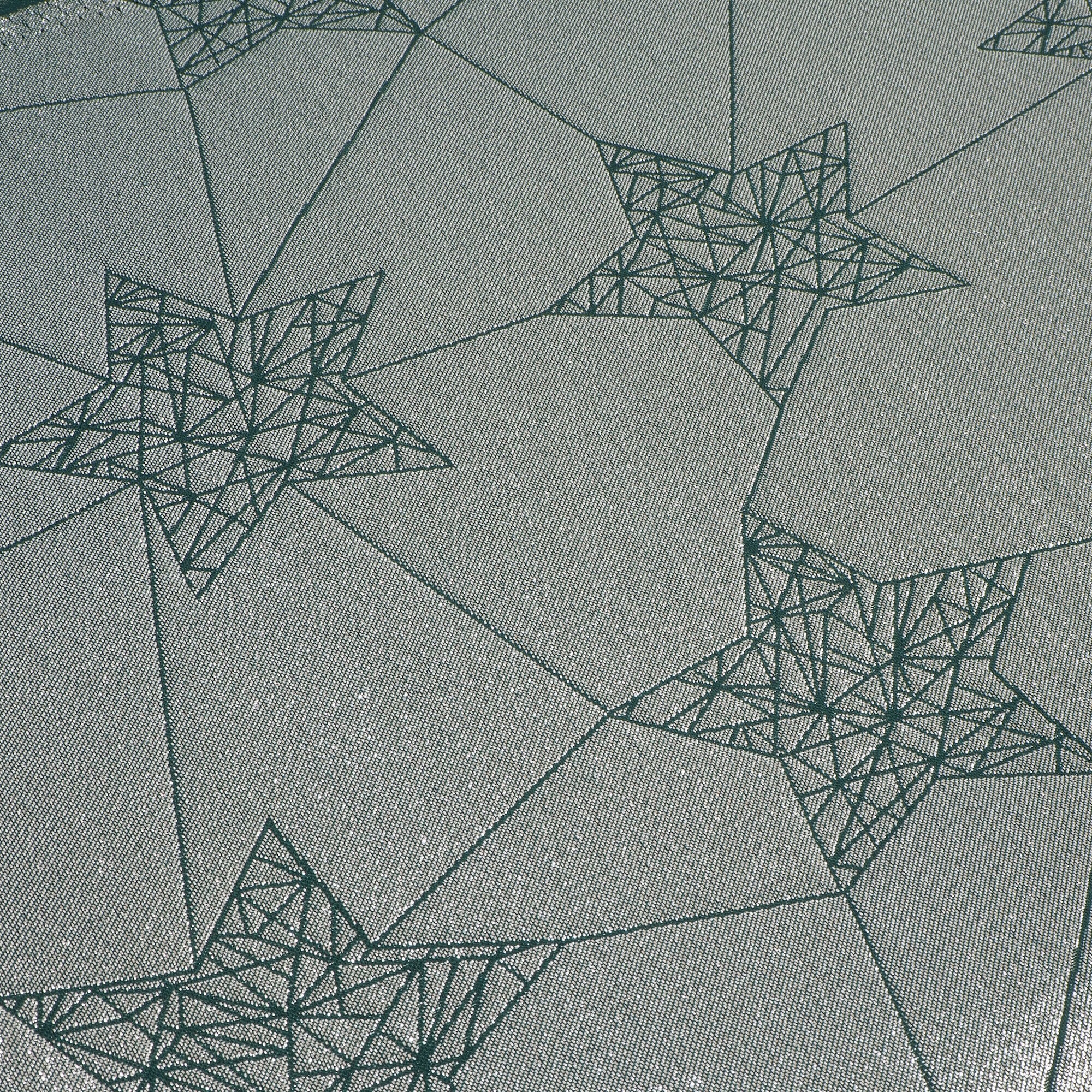 Stoff Meterware Sterne Silber auf Grün Jacquard
