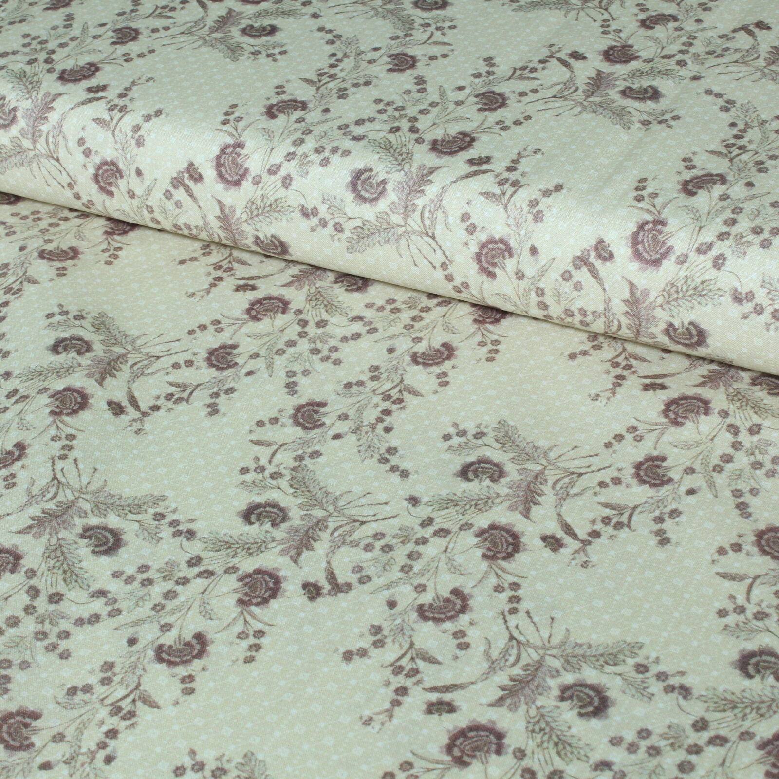 Stoff Meterware Blumen Clara Beige/Light Rose