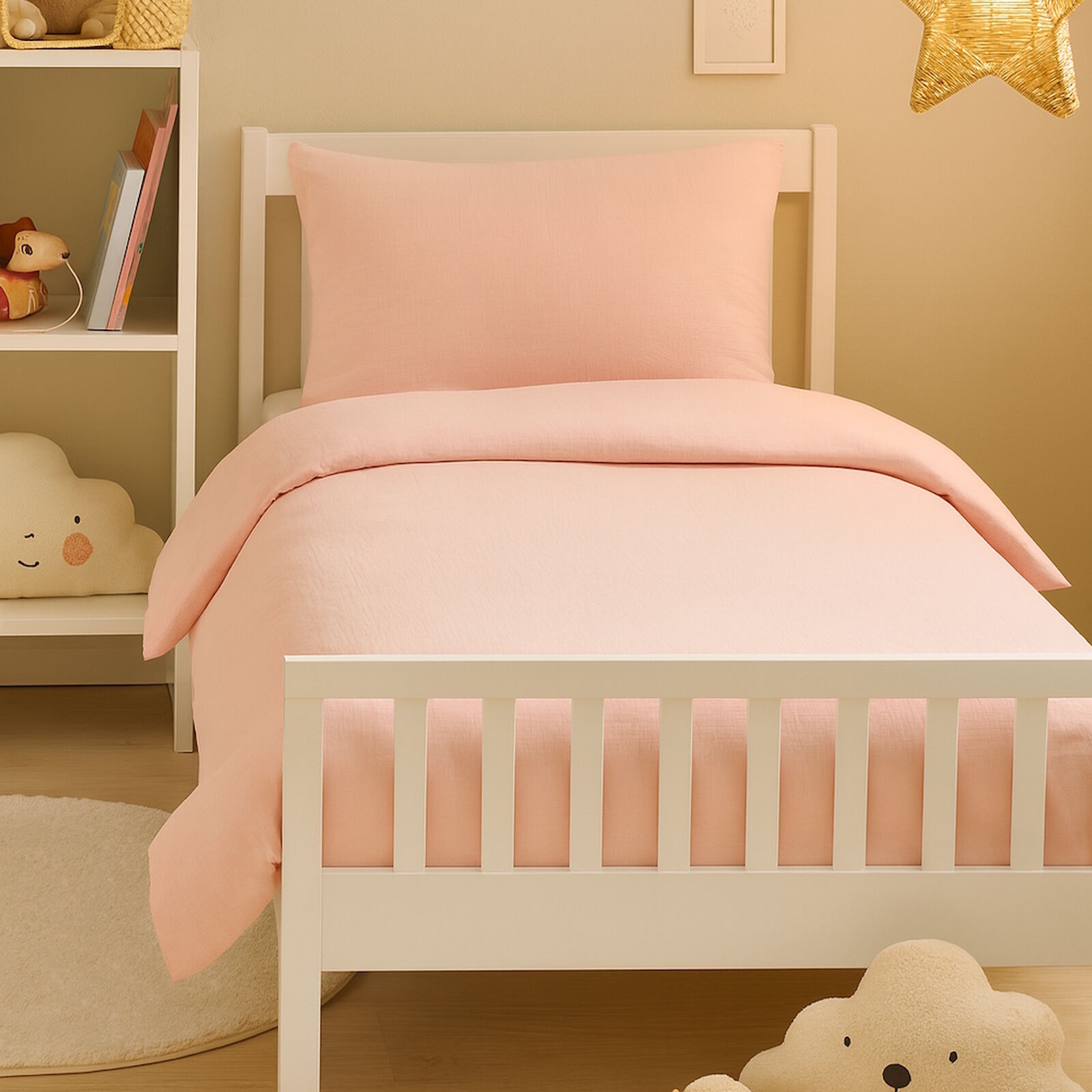 Kinderbettwäsche 100x135 40x60 cm Rosa Musselin