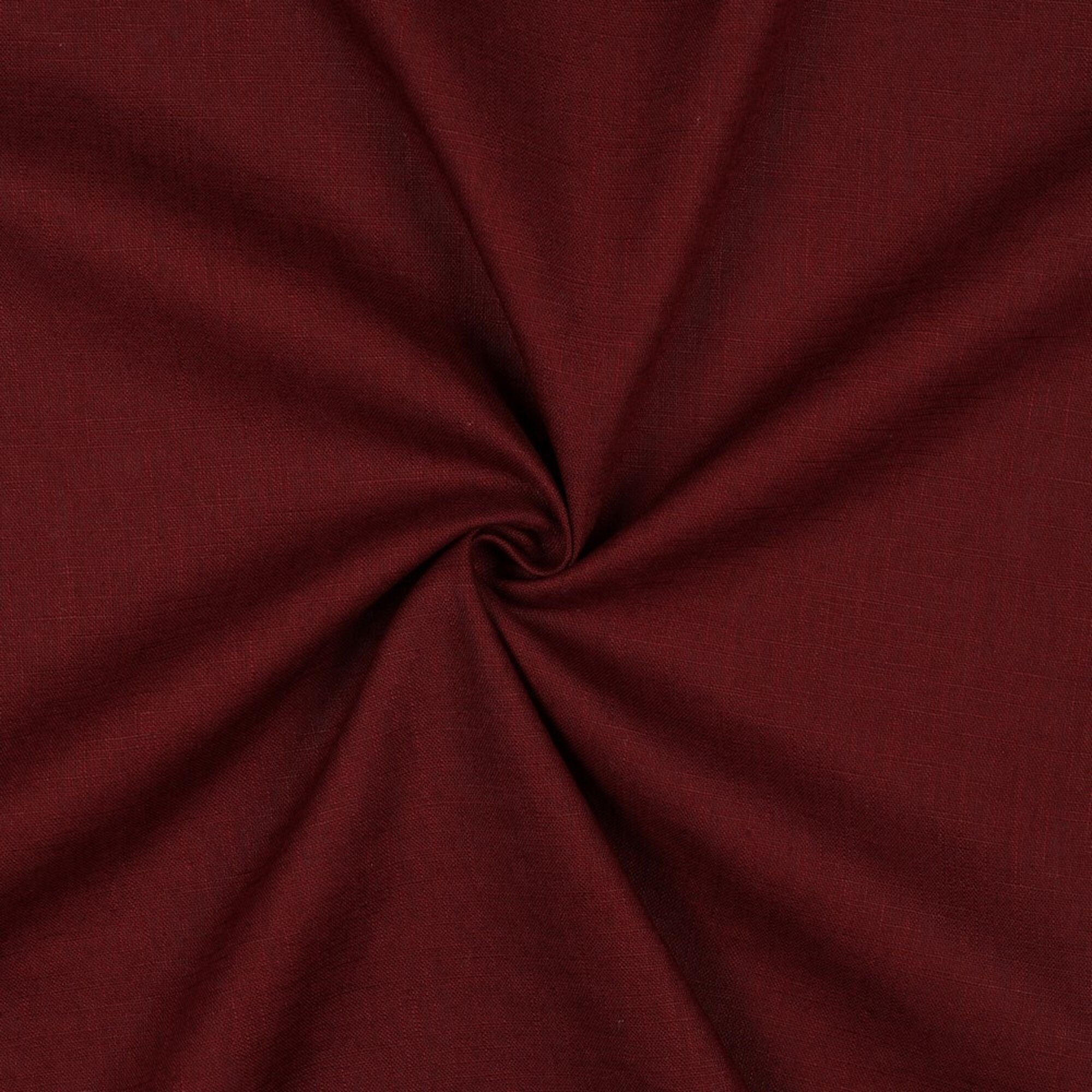 Stoff Meterware Uni Leinen Bordeaux