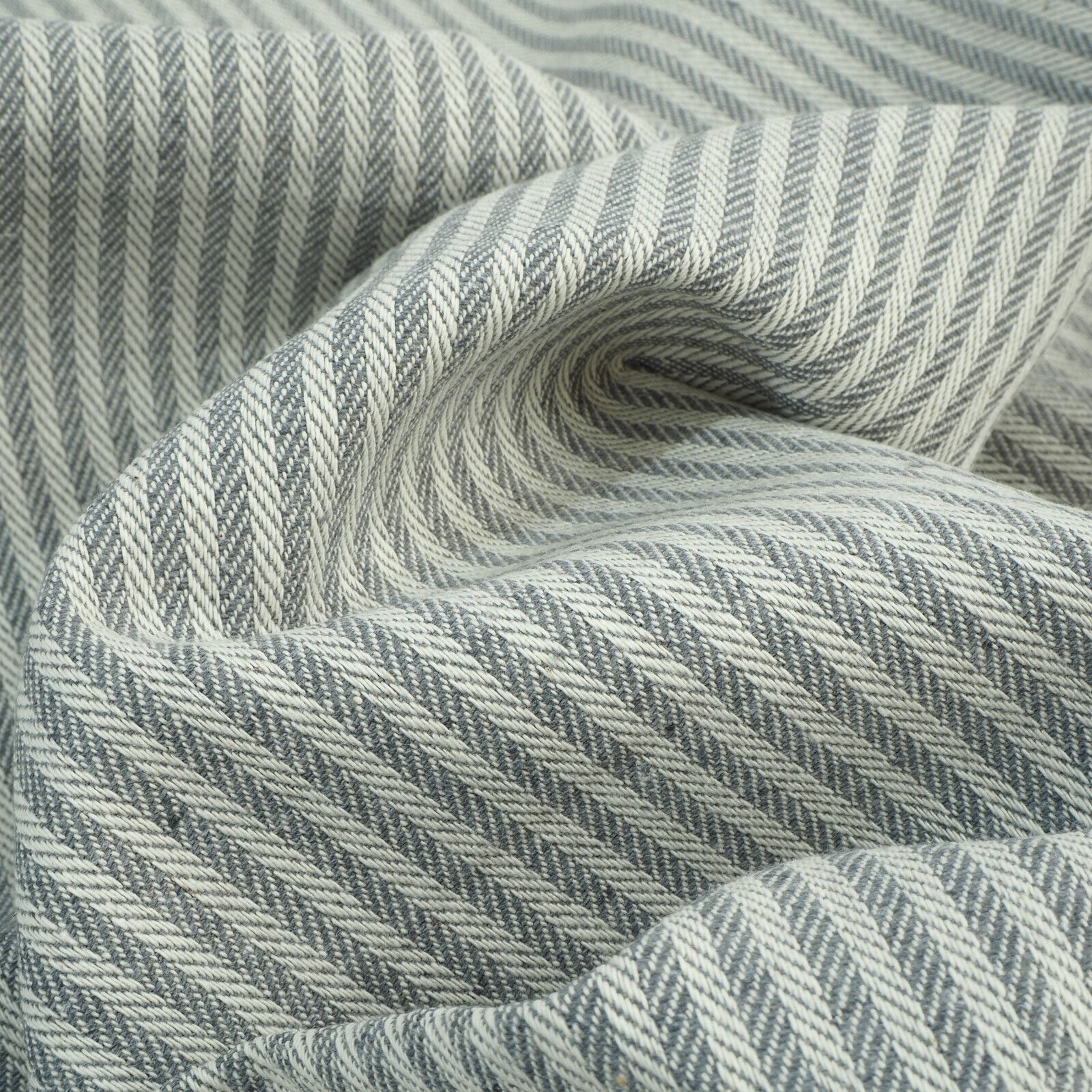 Stoff Meterware Henry Fischgrät Grau Webware Jacquard