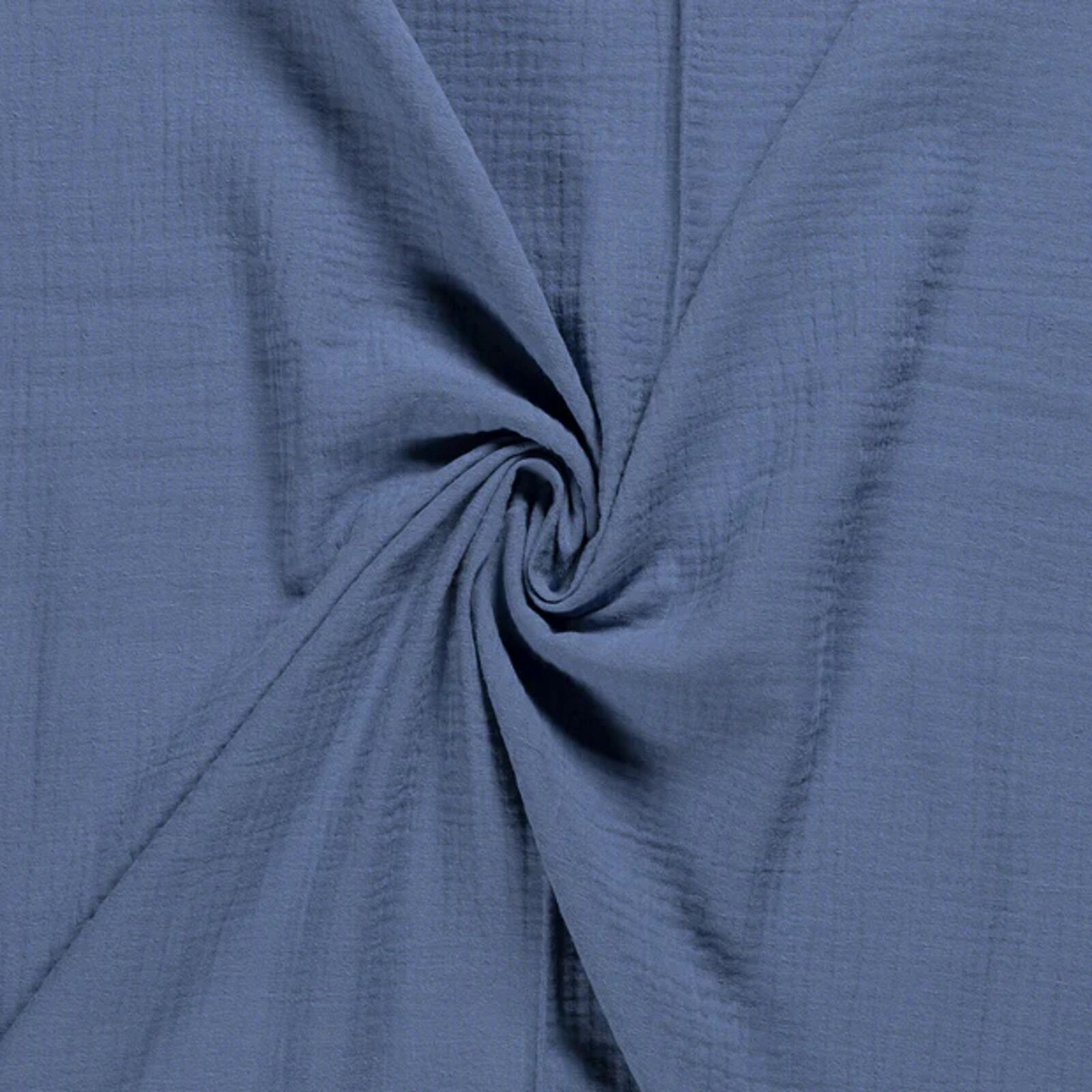 Stoff Meterware Uni Indigoblau Musselin
