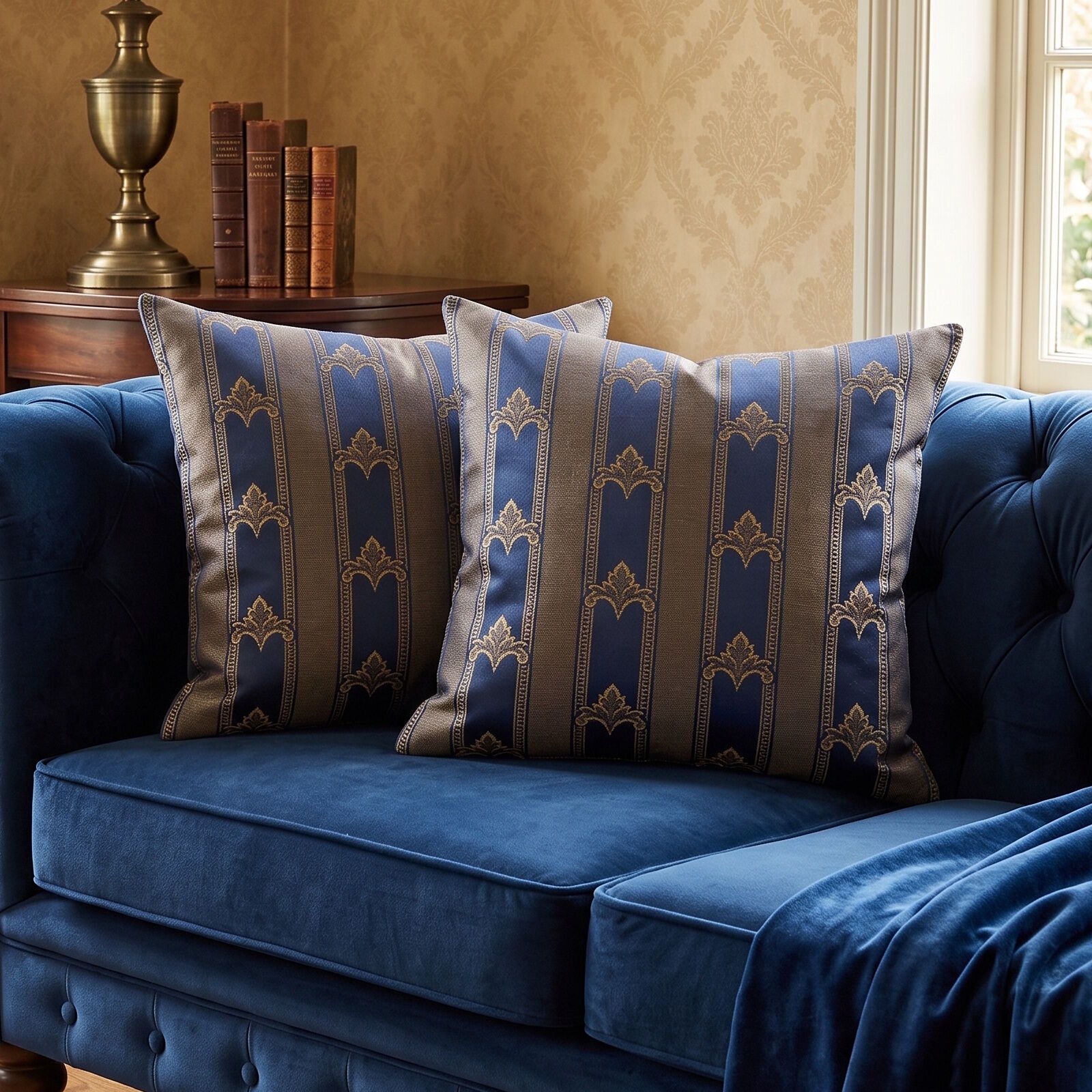 Barock Kissenbezüge Imperio Blau 40x40 2er Set
