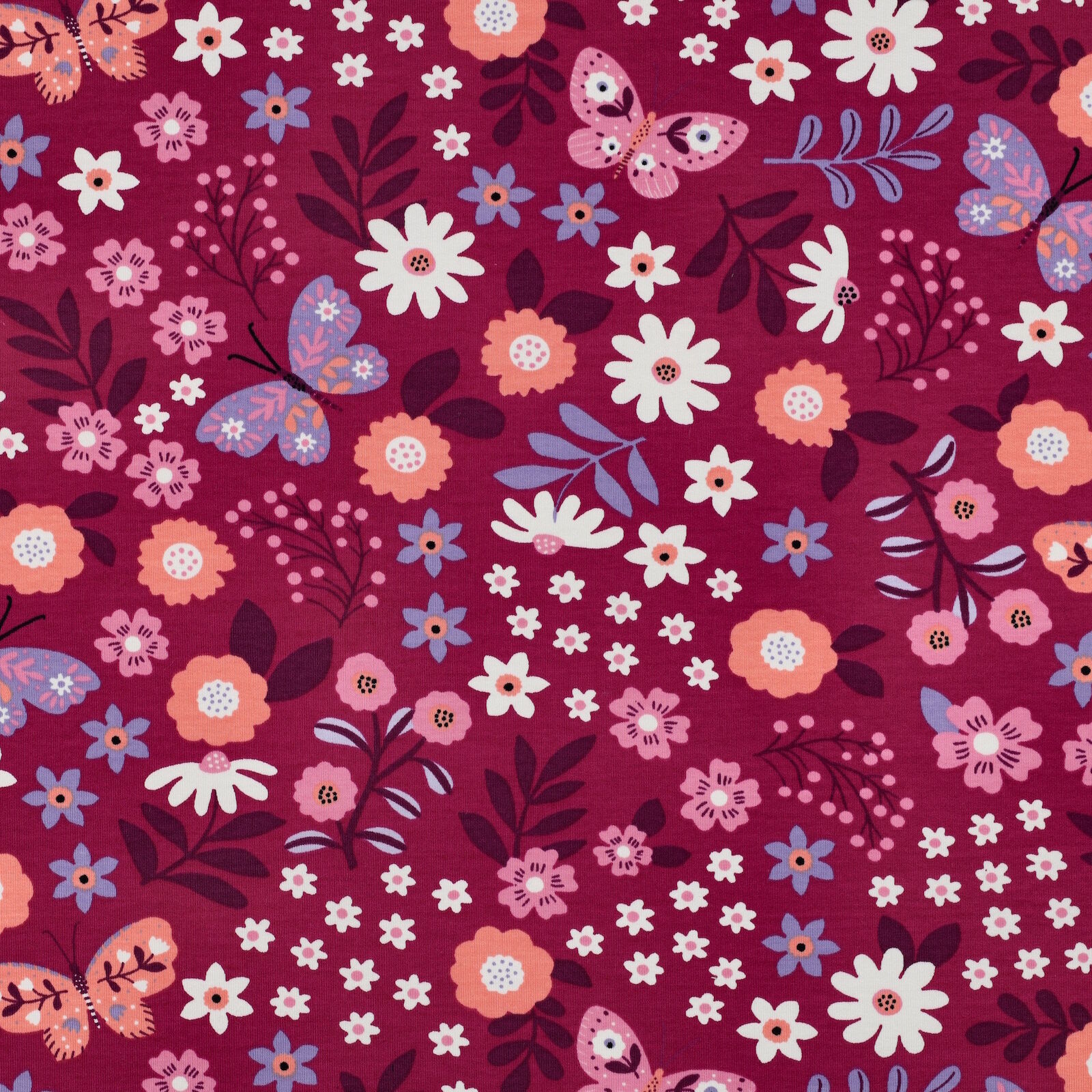 French Terry Stoff Blumen Pink Meterware 148 cm