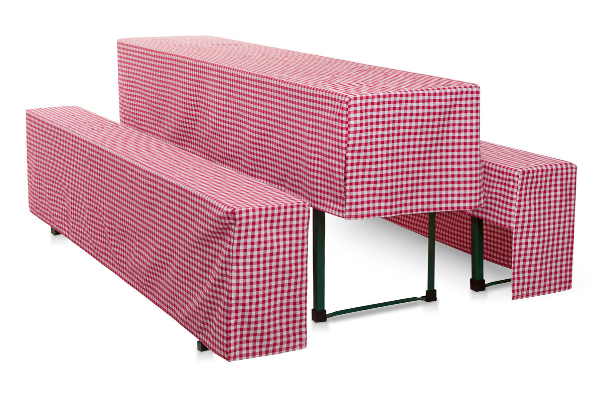 Hussen-Set Karo halblang Baumwolle-Rot/220x70+2x 220x25