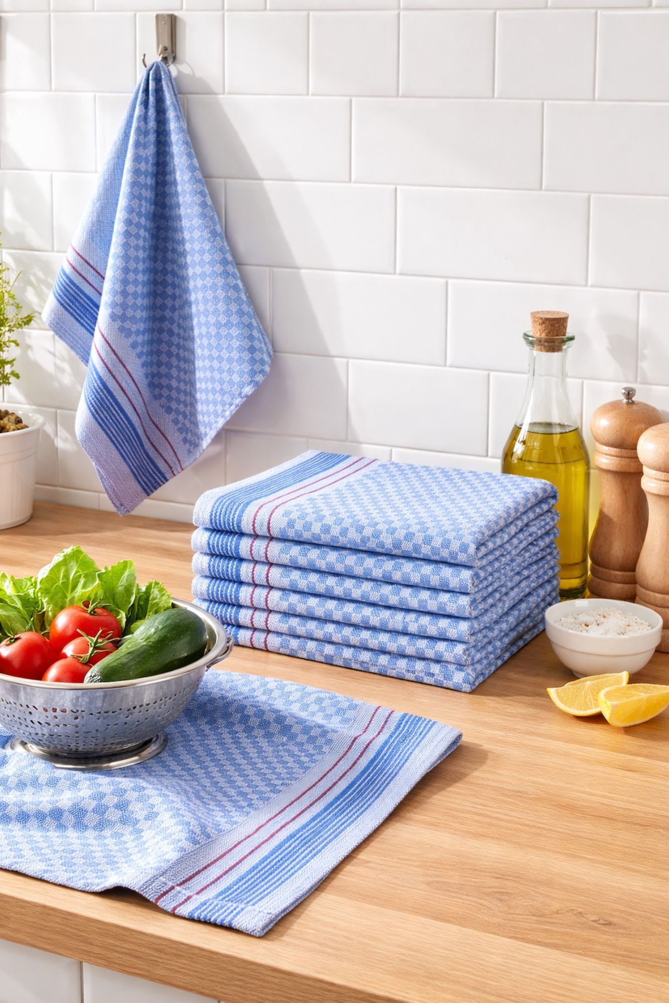 Grubenhandtuch 50x100 cm Karo Blau