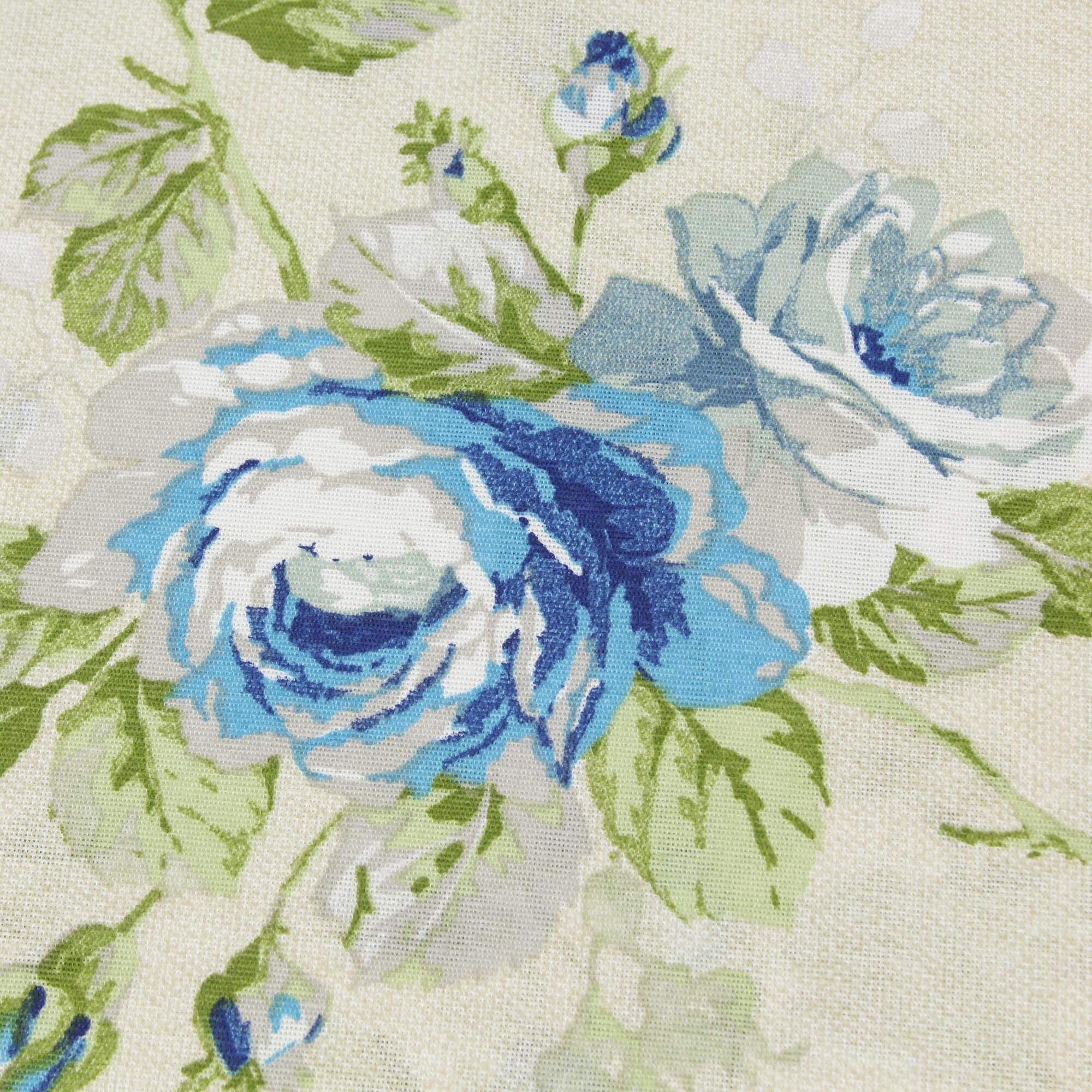 Stoff Meterware Rosen Blau Mischgewebe Blumen - Main Image