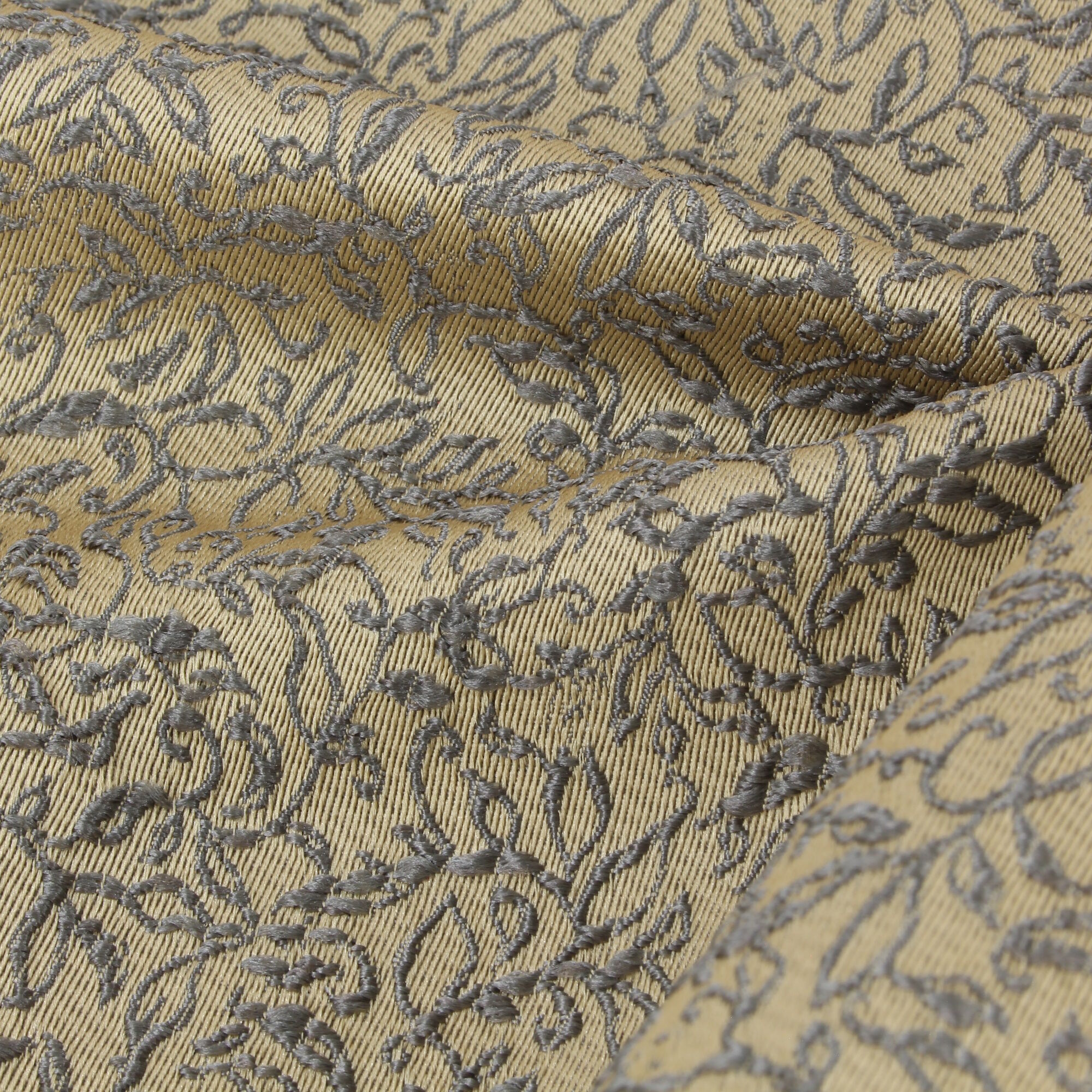 Stoff Meterware kleines Blättermuster Bronze Mischgewebe