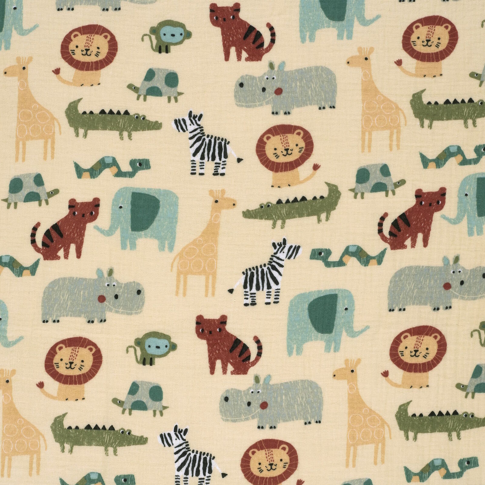 Safari Tiere Musselin Beige Kinderstoff Baumwolle 150 cm