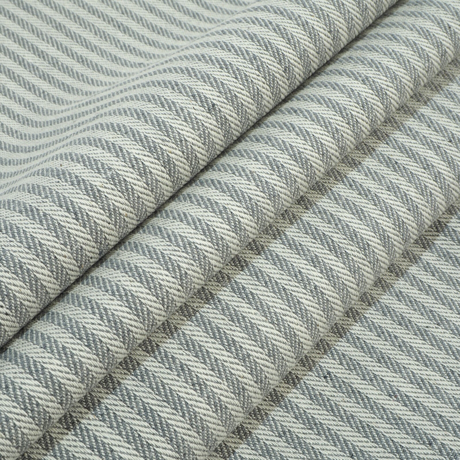 Stoff Meterware Henry Fischgrät Grau Webware Jacquard