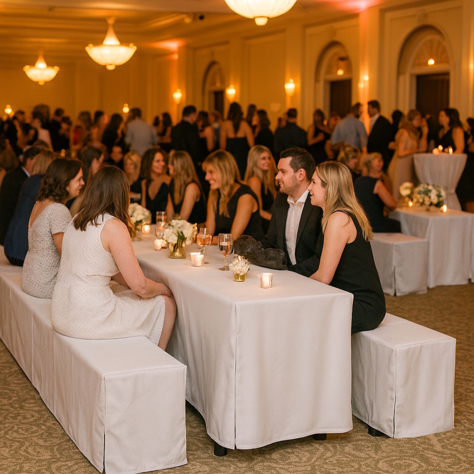 Hussen Bierzeltgarnitur Weiß Set Baumwolle-200x50 cm + 2x 200x25 cm-