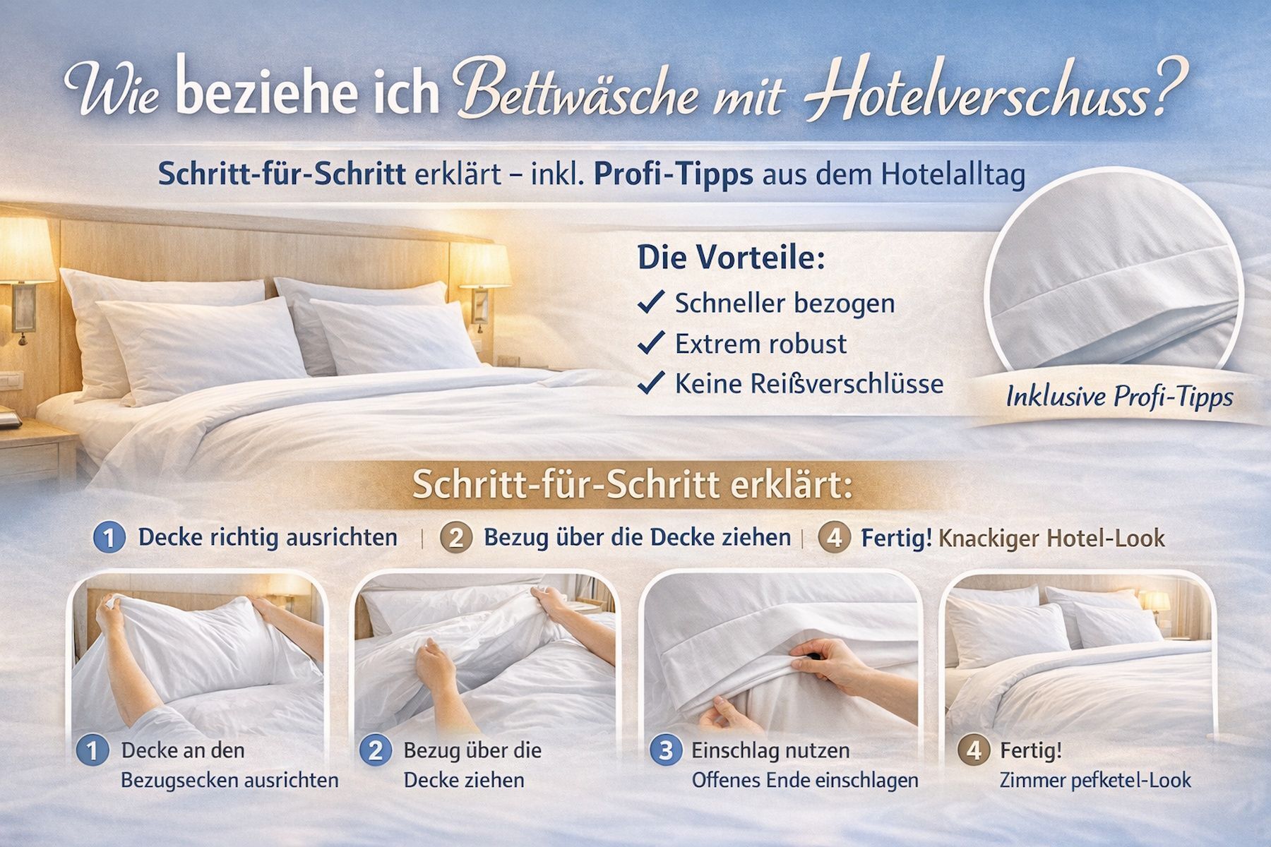 Hotelverschluss Bettwäsche beziehen: Anleitung, Vorteile & Profi-Tipps für Hotellerie
